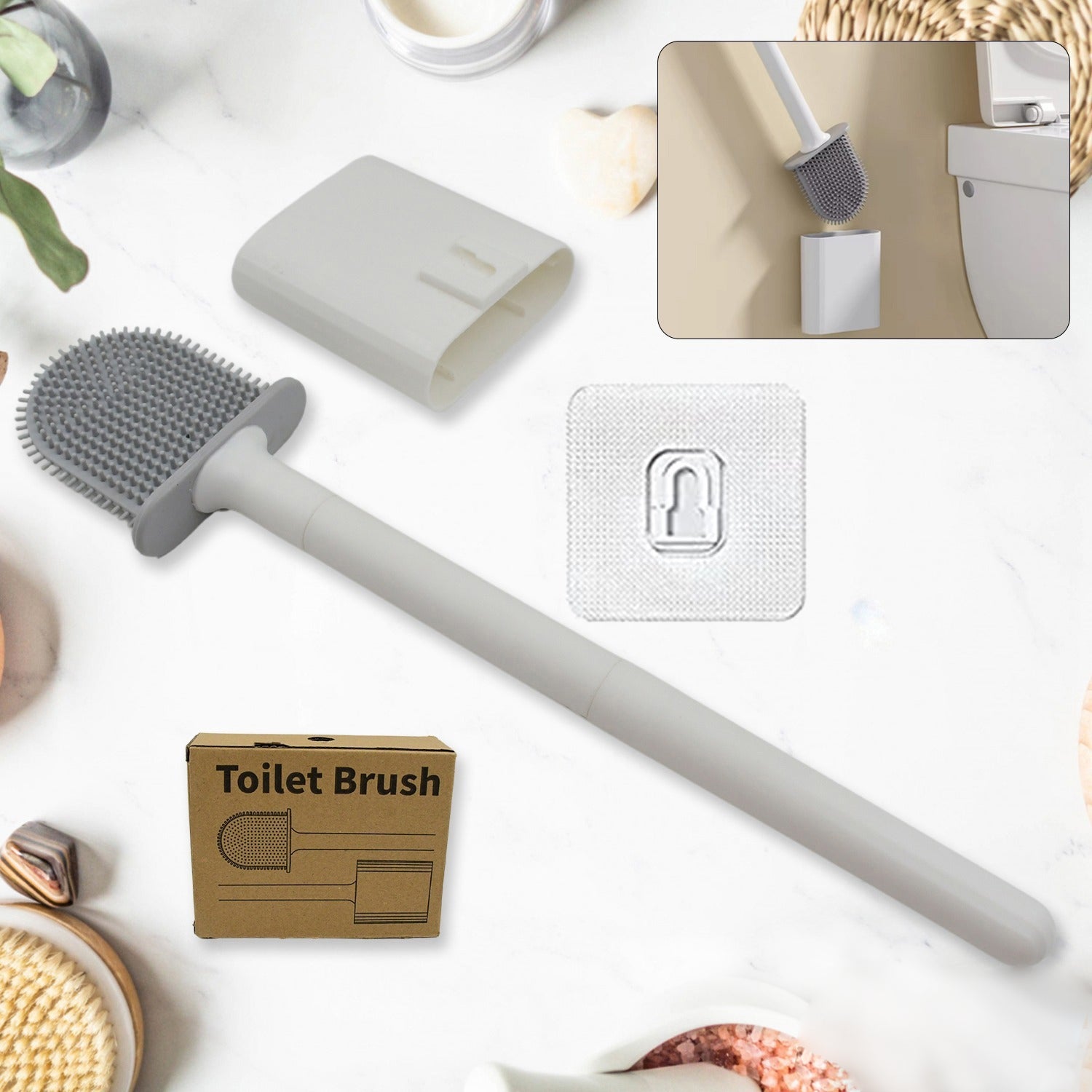 Portable Silicone Toilet Brush ? Wall-Mounted, Anti-Drip Cleaner with Non-Slip Handle
