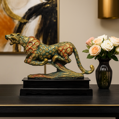 Golden Running Leopard Figurine