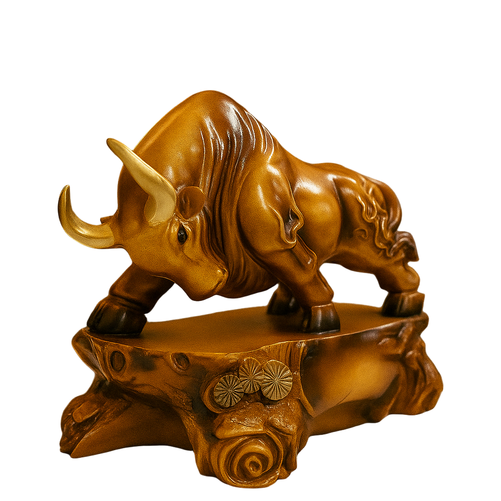 Wooden Bull Decor Showpiece